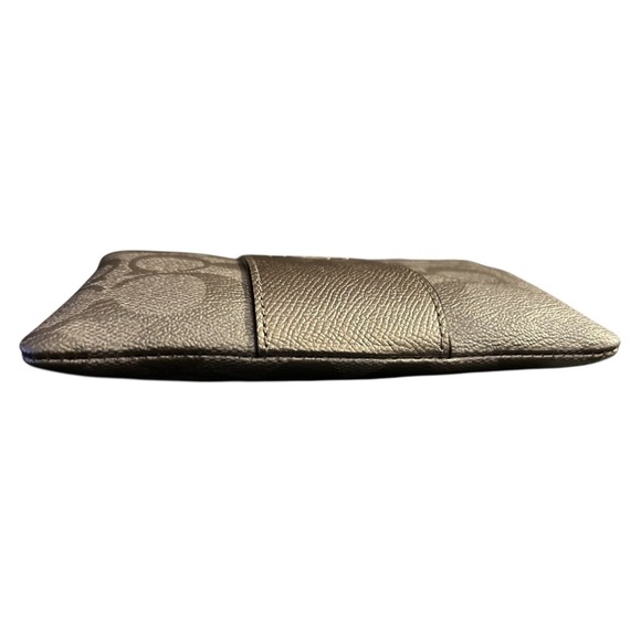 Coach F38655 Gold Metallic Signature Corner Zip With Stripe Wristlet Purse - Picture 12 of 16